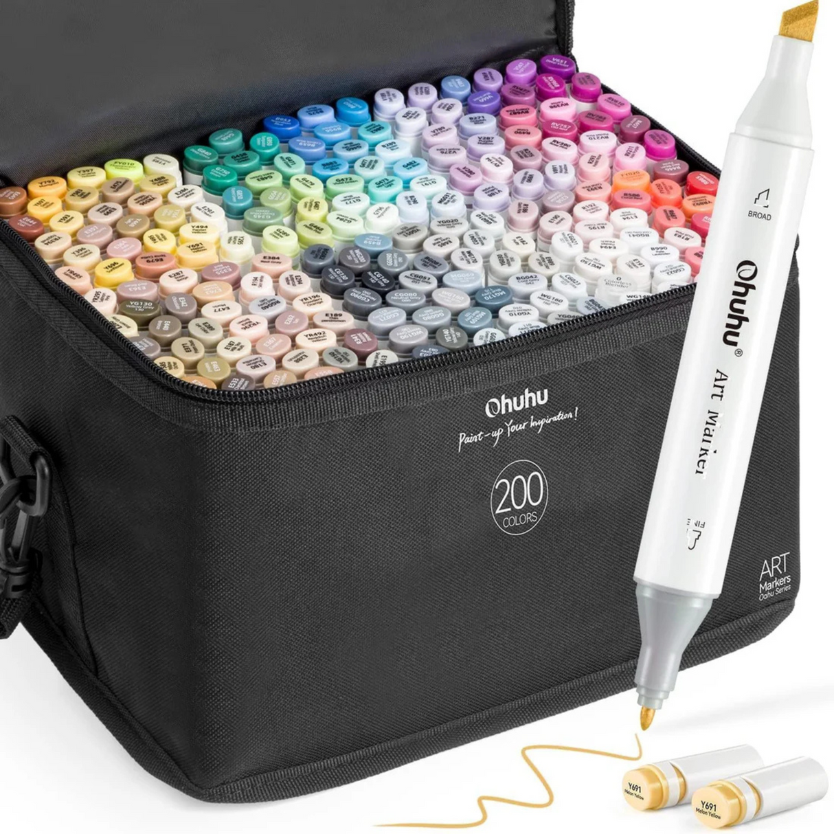 Ohuhu Oahu 200 Colors Dual Tips Alcohol Art Markers Fine & Chisel