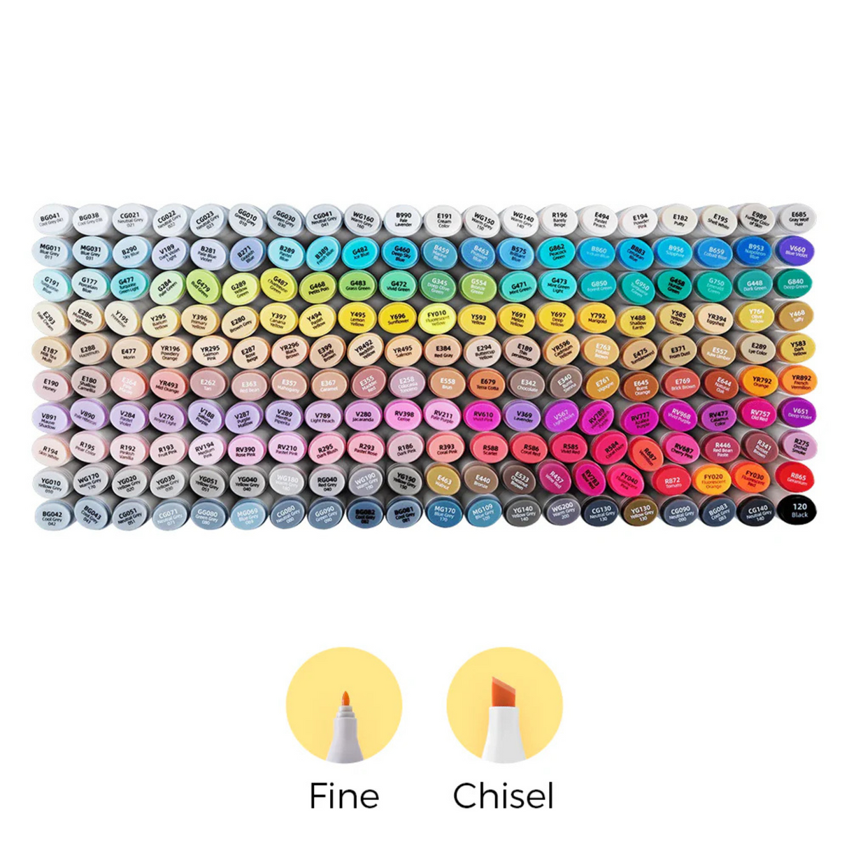 Ohuhu Oahu 200 Colors Dual Tips Alcohol Art Markers Fine & Chisel