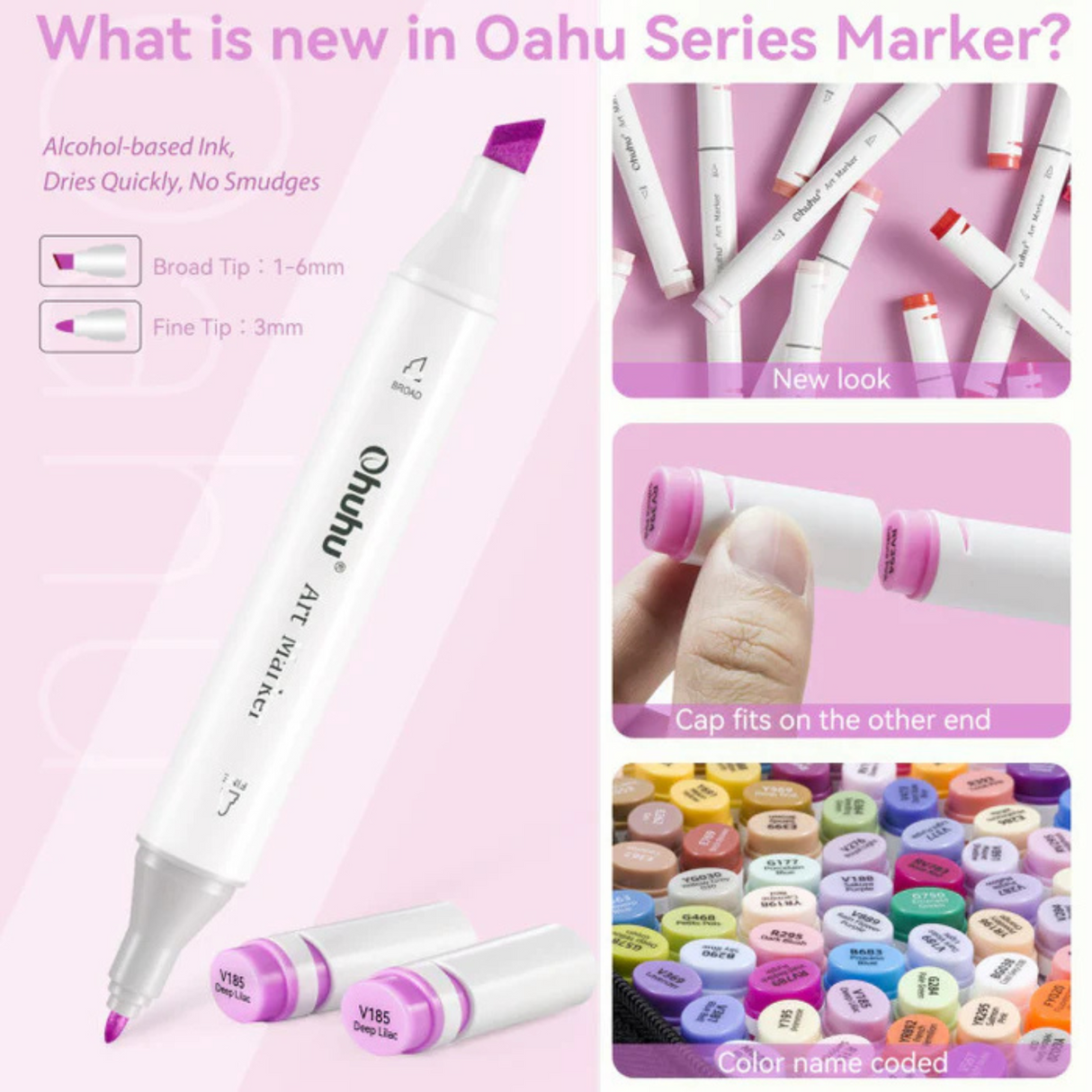 Ohuhu Oahu 320 Colors Dual Tips Alcohol Art Markers Fine & Chisel
