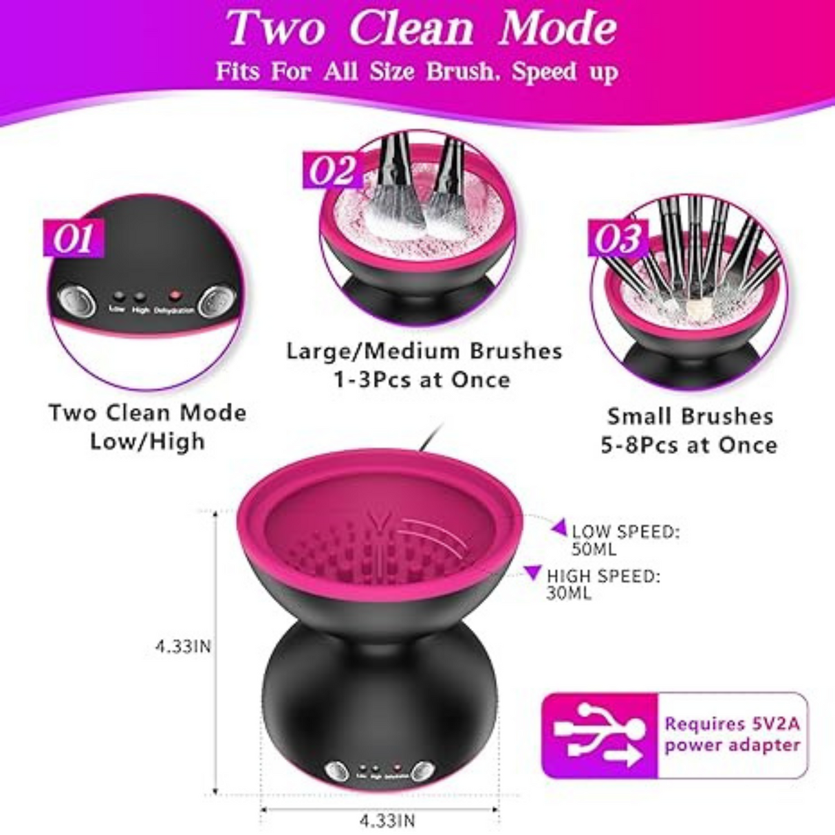 Portable Electric Makeup Brush Cleaner Machine