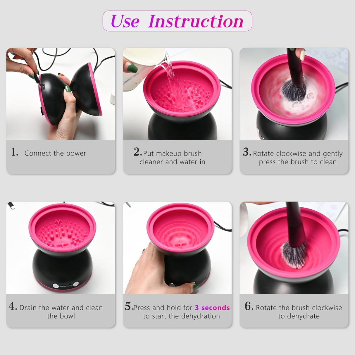 Portable Electric Makeup Brush Cleaner Machine