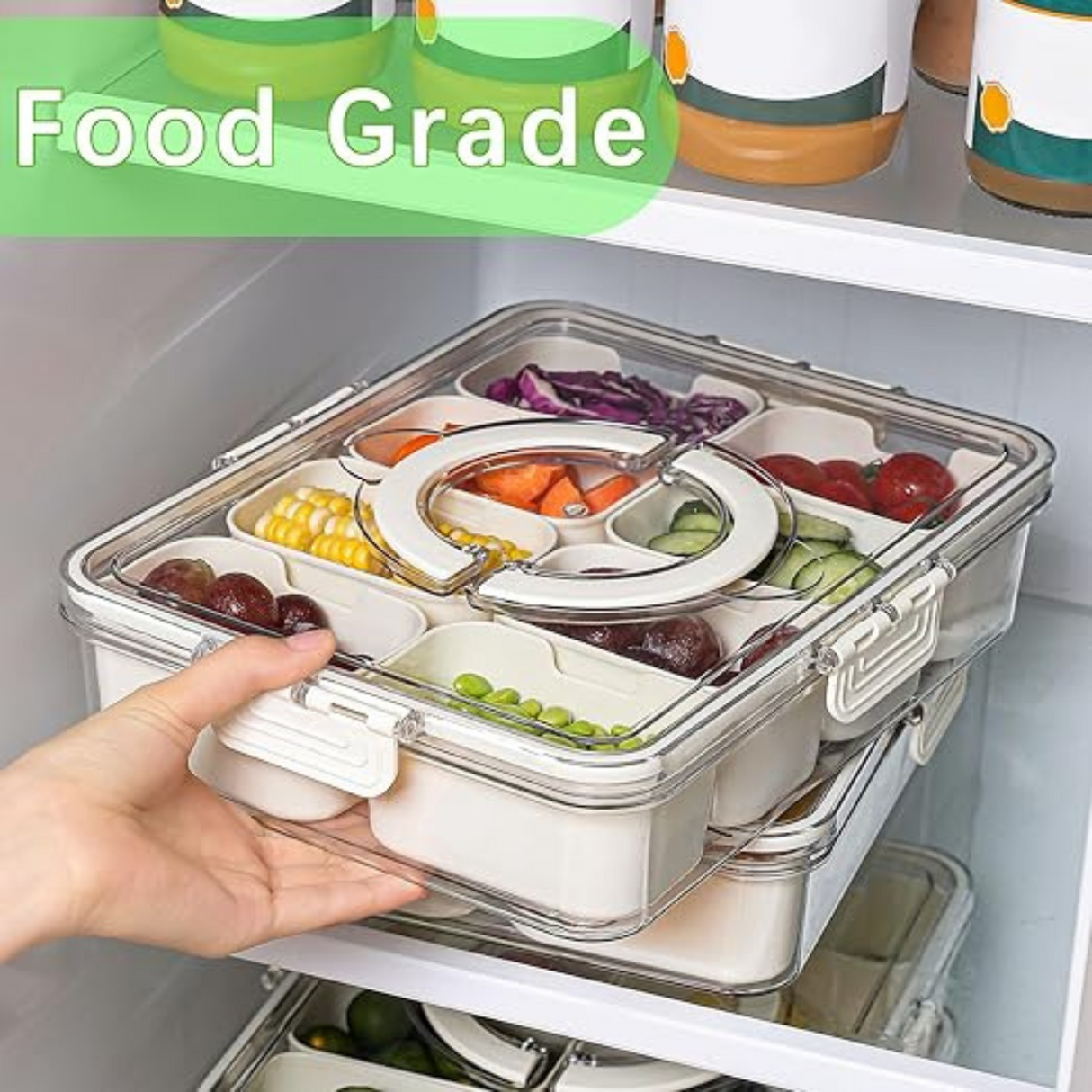 Portable Food Storage Container 8 Removable Compartments with Lid and Handle