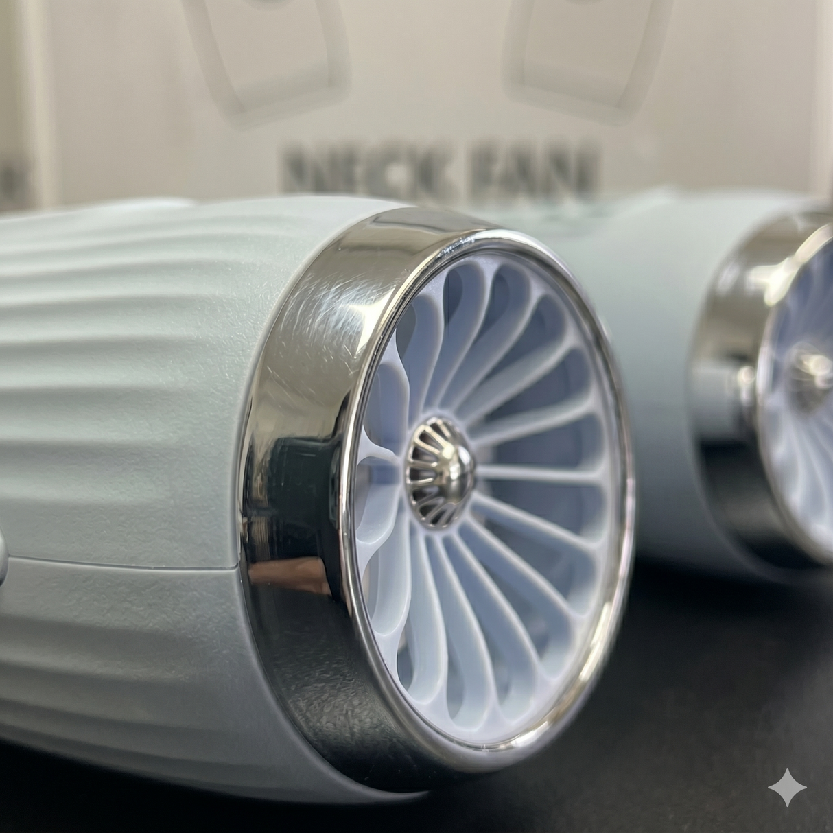 S5 Turbo bladeless neck fan detailed vent structure with smooth matte finish