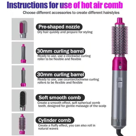 5-in-1 Volumizing Hair Styler Blow Dryer Brush