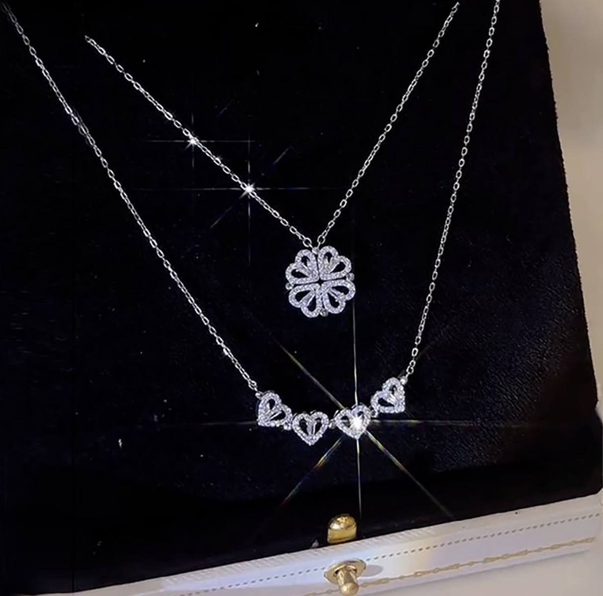 Love Heart Four Leaf Clover ZC Magnetic Necklace