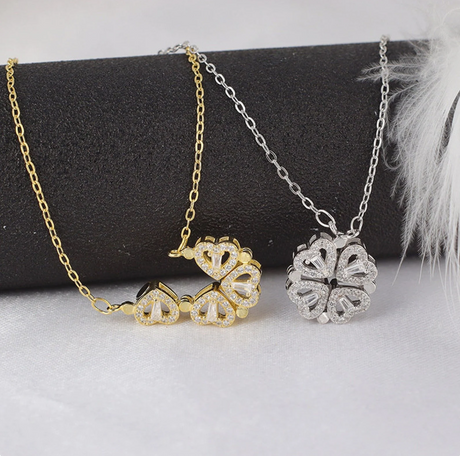 Love Heart Four Leaf Clover ZC Magnetic Necklace
