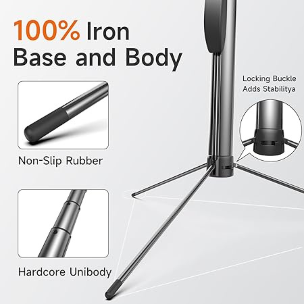 Selfie Stick Tripod with Remote 360° Rotating Balance Handle and RGB Light