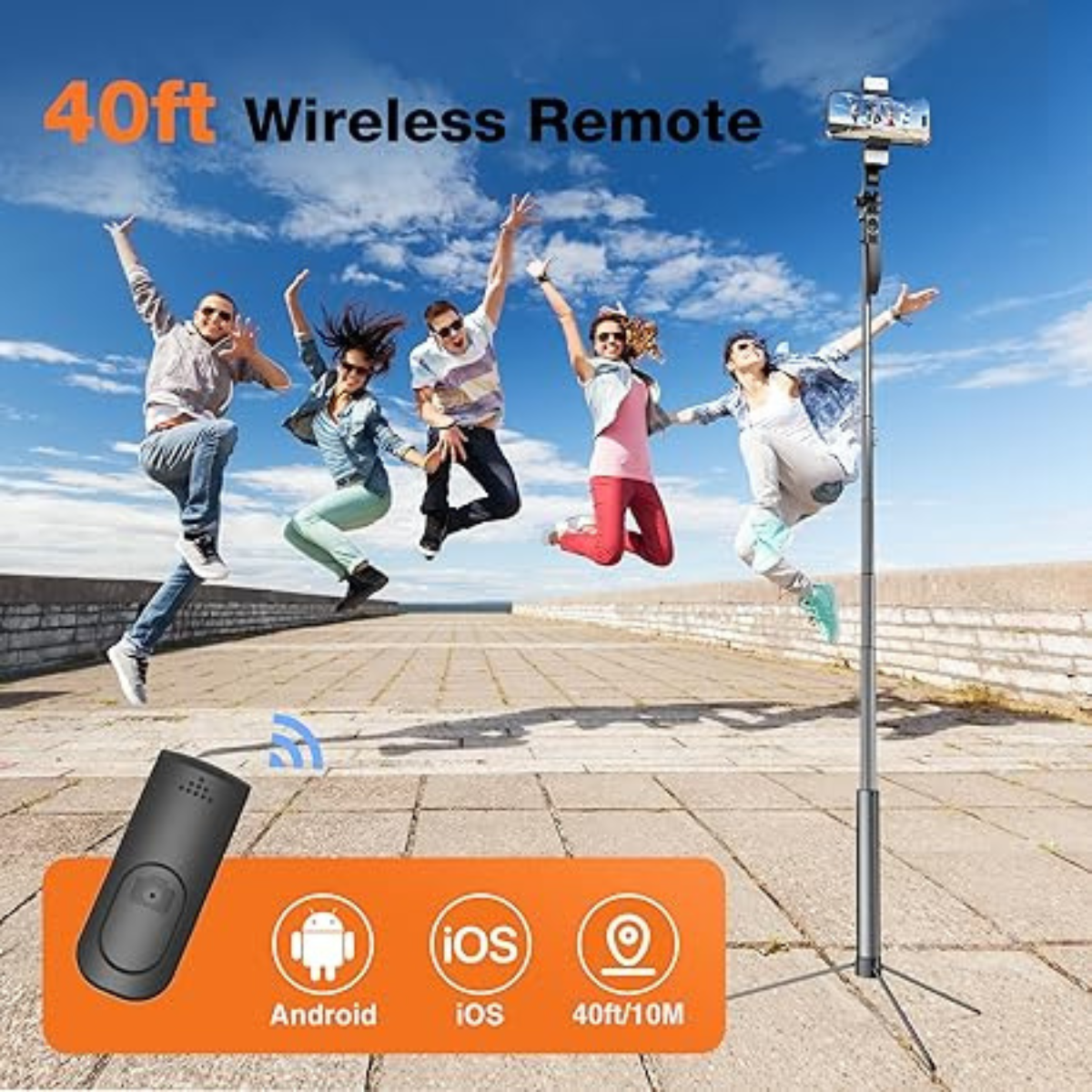 Selfie Stick Tripod with Remote 360° Rotating Balance Handle and RGB Light
