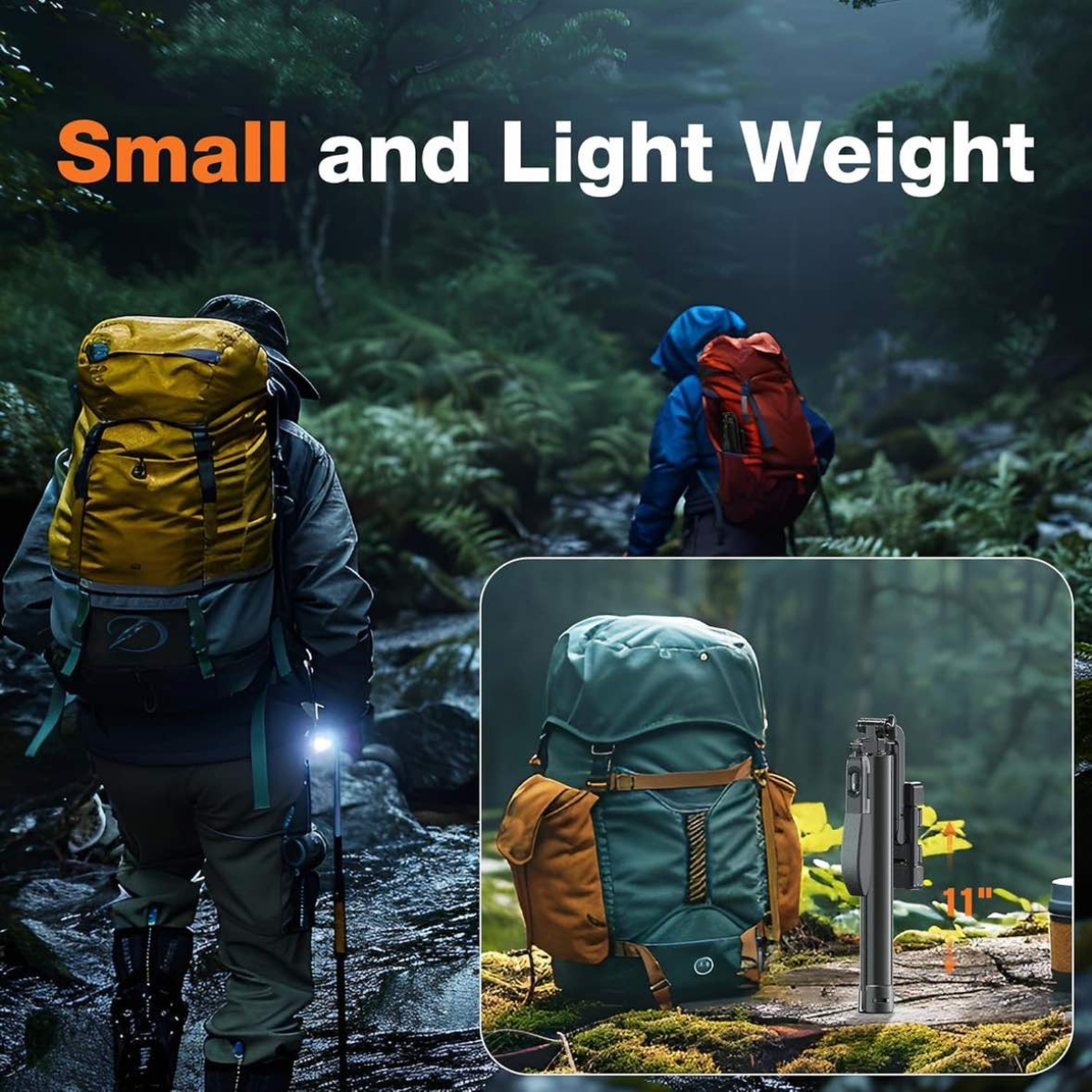 Selfie Stick Tripod with Remote 360° Rotating Balance Handle and RGB Light