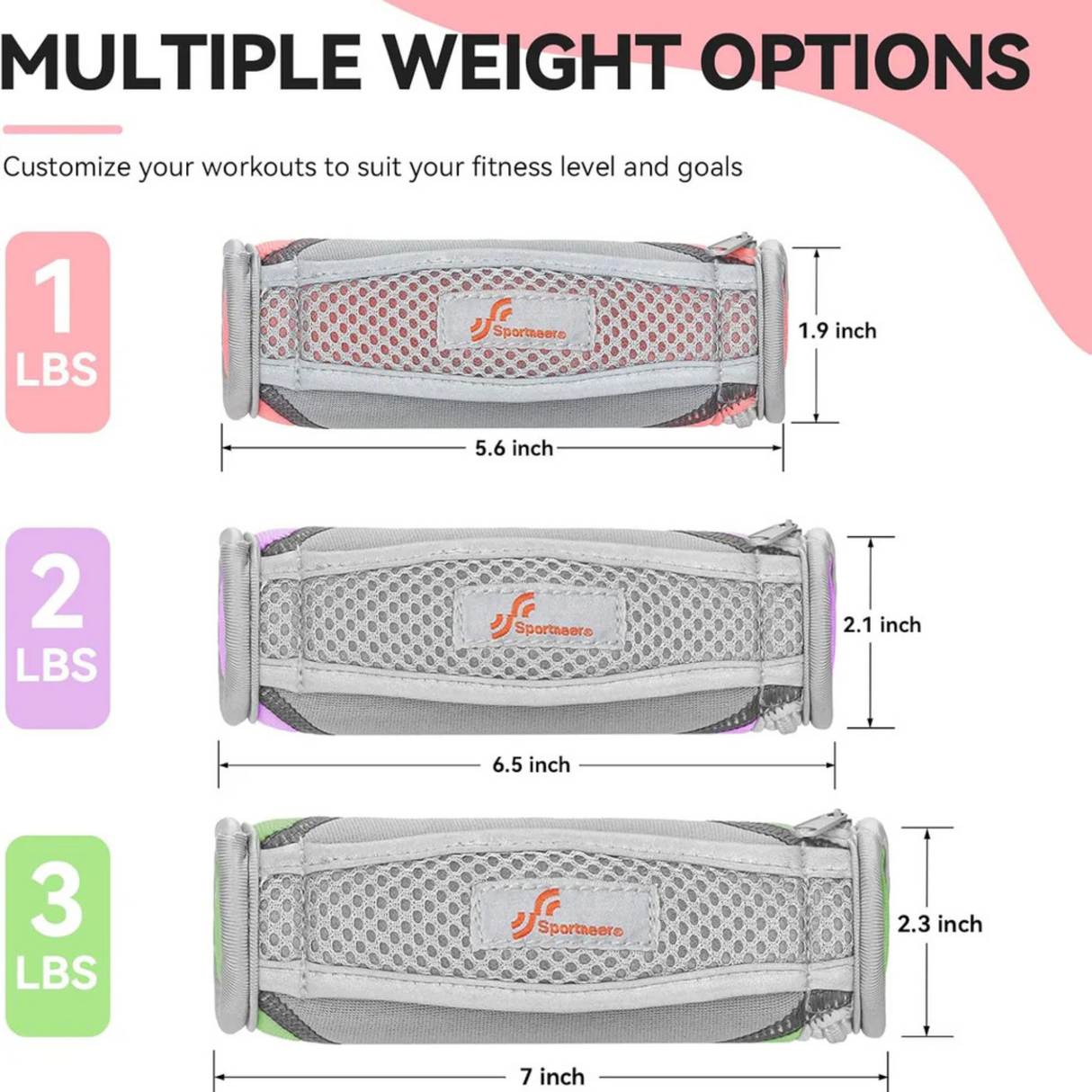 Sportneer Hand Weights Set Removable Walking Weight of 6