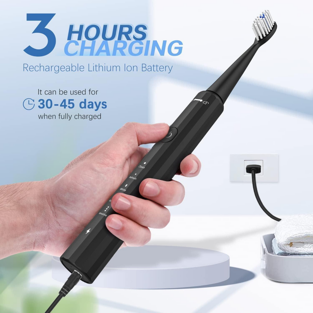 Szong Sonic Electric Toothbrush with 4 Pack of Brush Heads