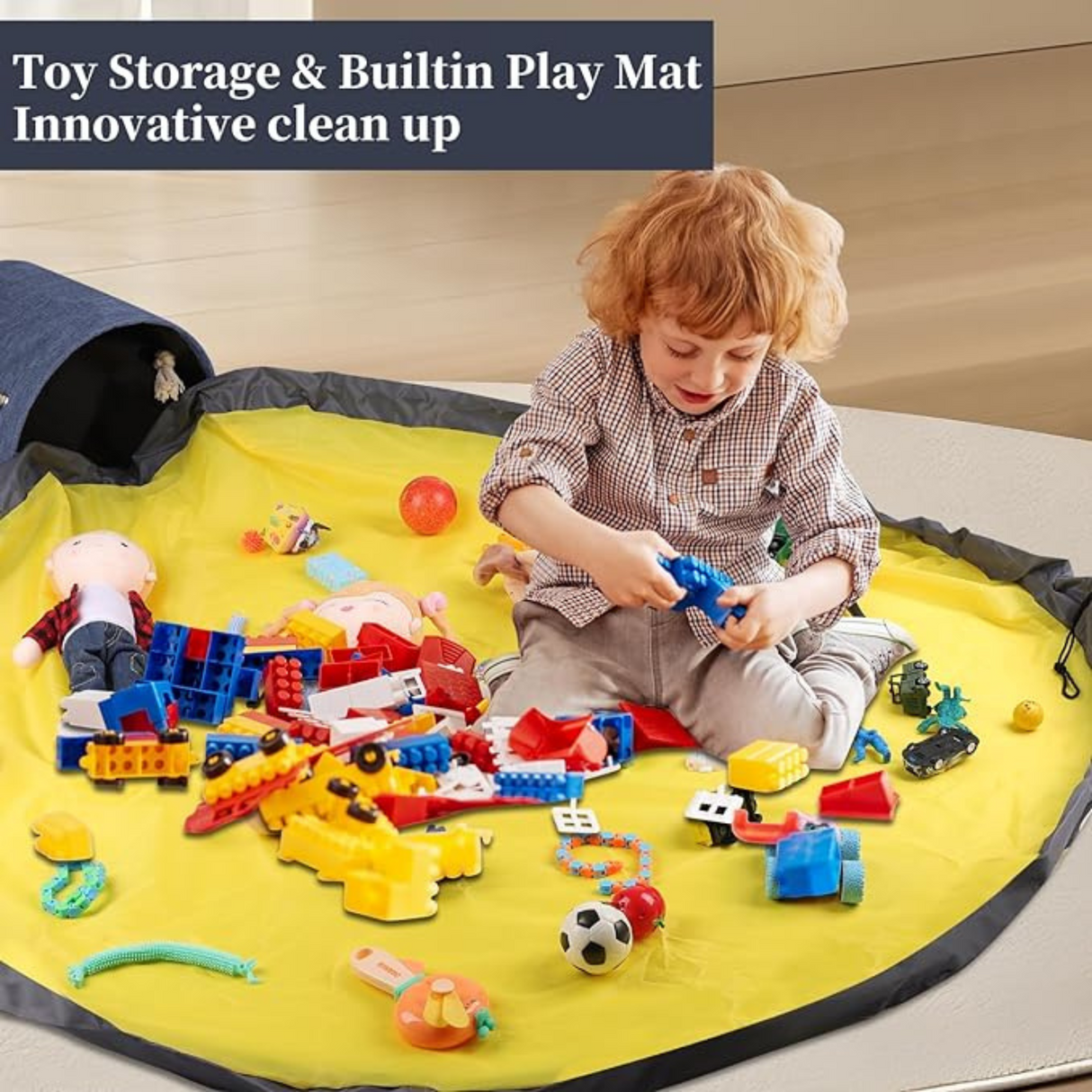 Large Toy Storage Basket and Play Mat for Kids