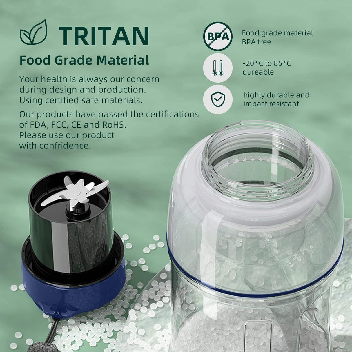 Tritan 2 in 1 BPA Free Portable Blender USB Rechargeable 33.8 oz