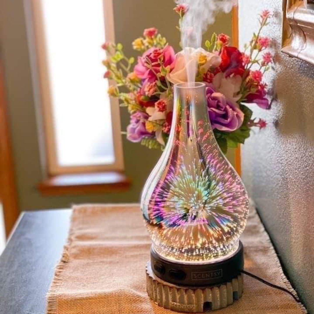 3D Glass Cool Mist Ultrasonic Aroma Diffuser BPA Free, Night Mood Led Light, Safe Auto Shut-Off and Timer.