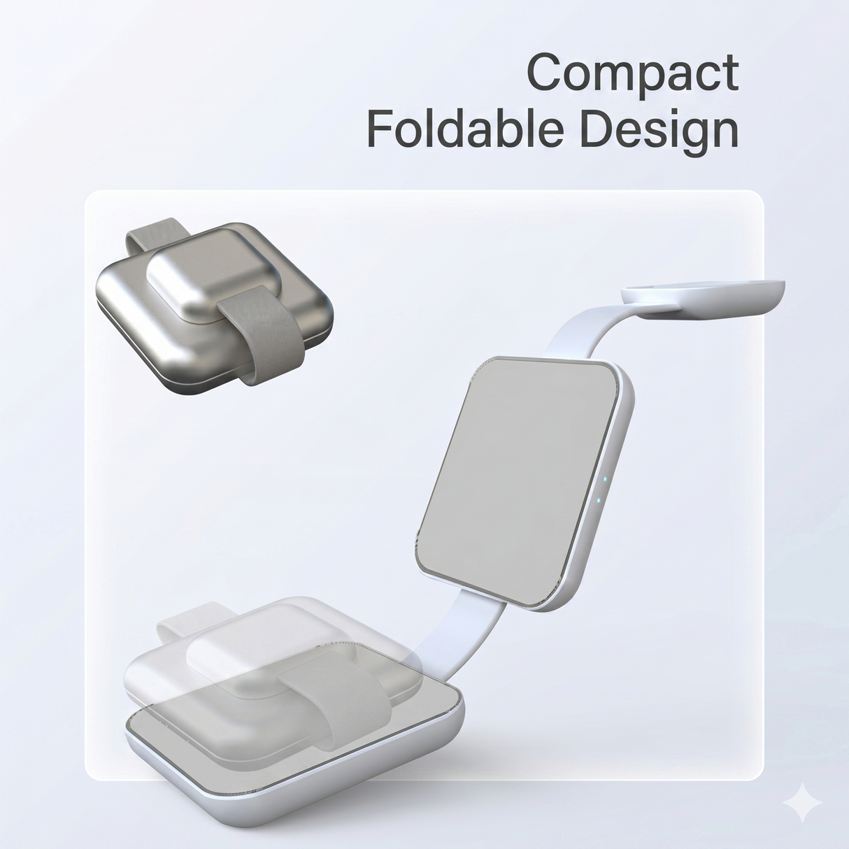 Wesdar 3 in 1 wireless charger compact foldable design with adjustable charging pads