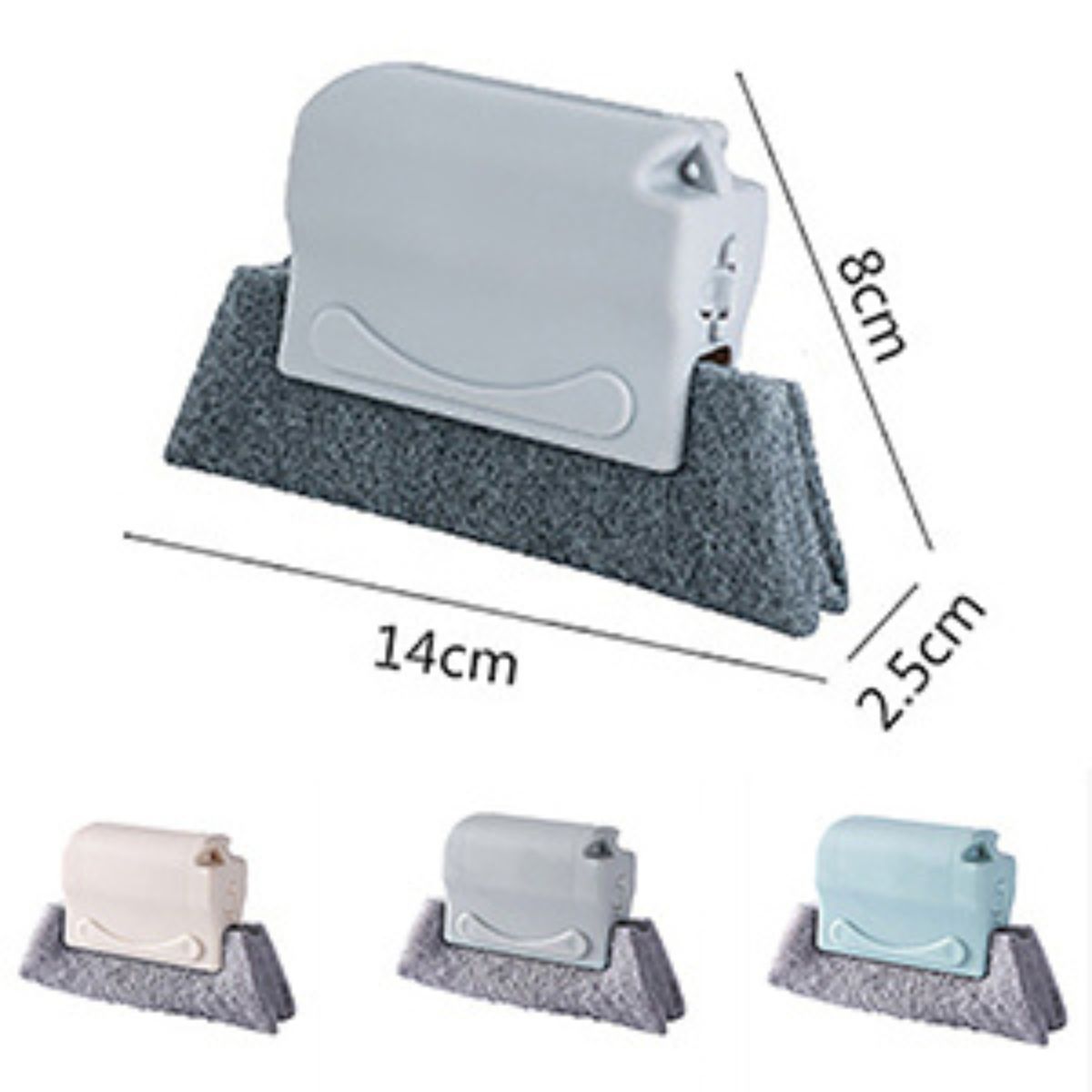 Window groove cleaning brush set with labeled dimensions of the main scrub tool. Compact design makes it easy to handle and store.
