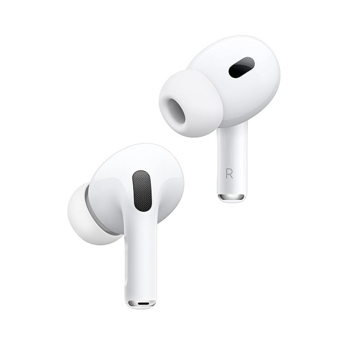 Close-up of wireless earbuds highlighting silicone tips and speaker detail