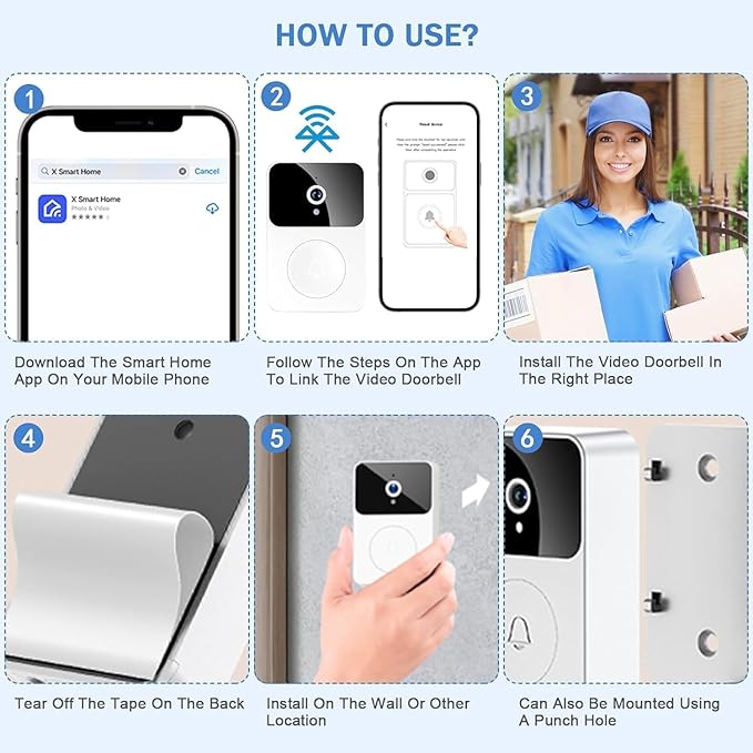 Wireless Video Doorbell with Two-Way Talk HD Night Vision and App Control