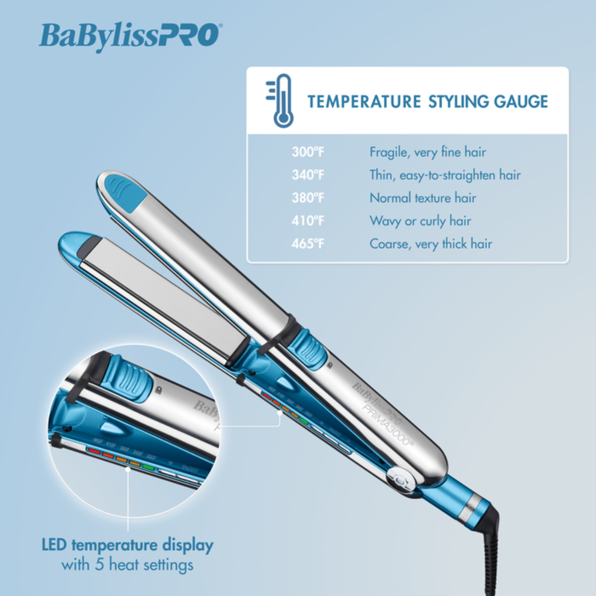 BabylissPRO Nano Titanium Prima 3000 Ionic Styling Iron