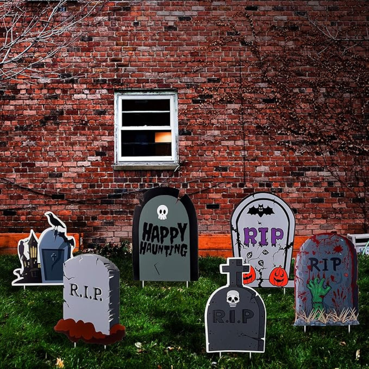 6 pc Halloween Ghost Corrugated Yard Stake Signs
