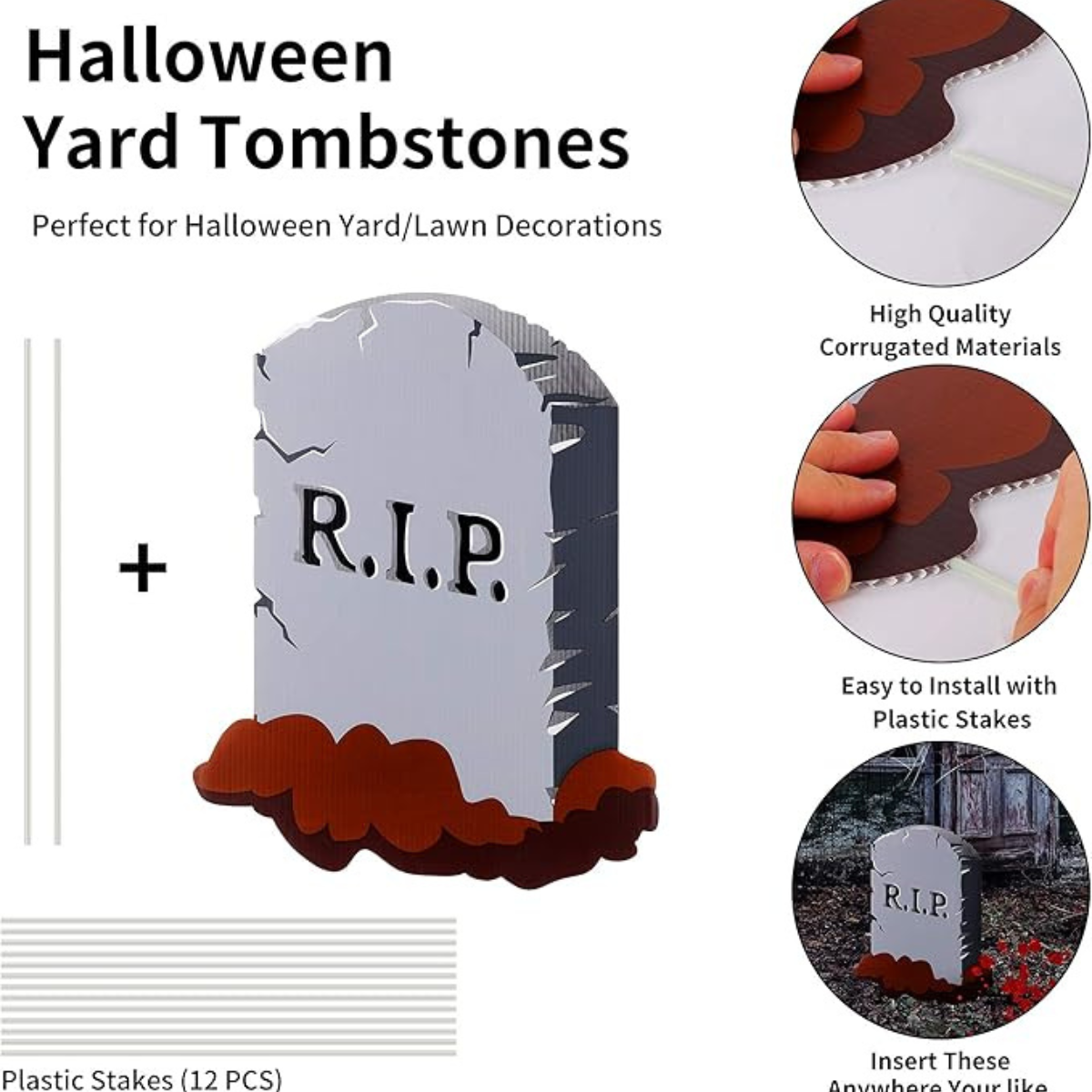 6 pc Halloween Ghost Corrugated Yard Stake Signs