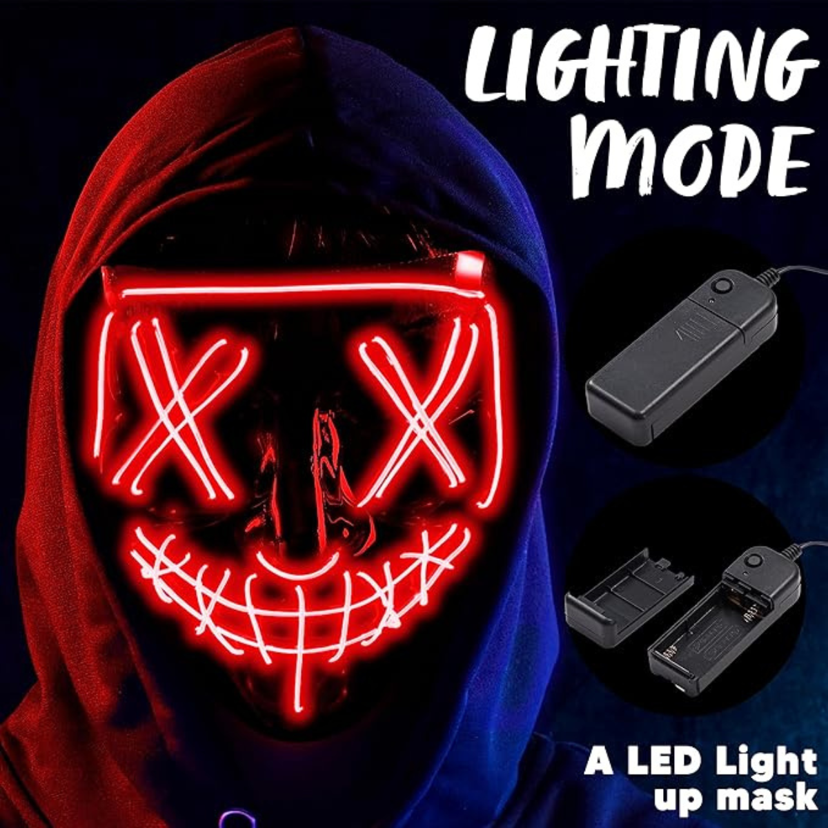 Halloween Led Light Up Glow in The Dark Mask