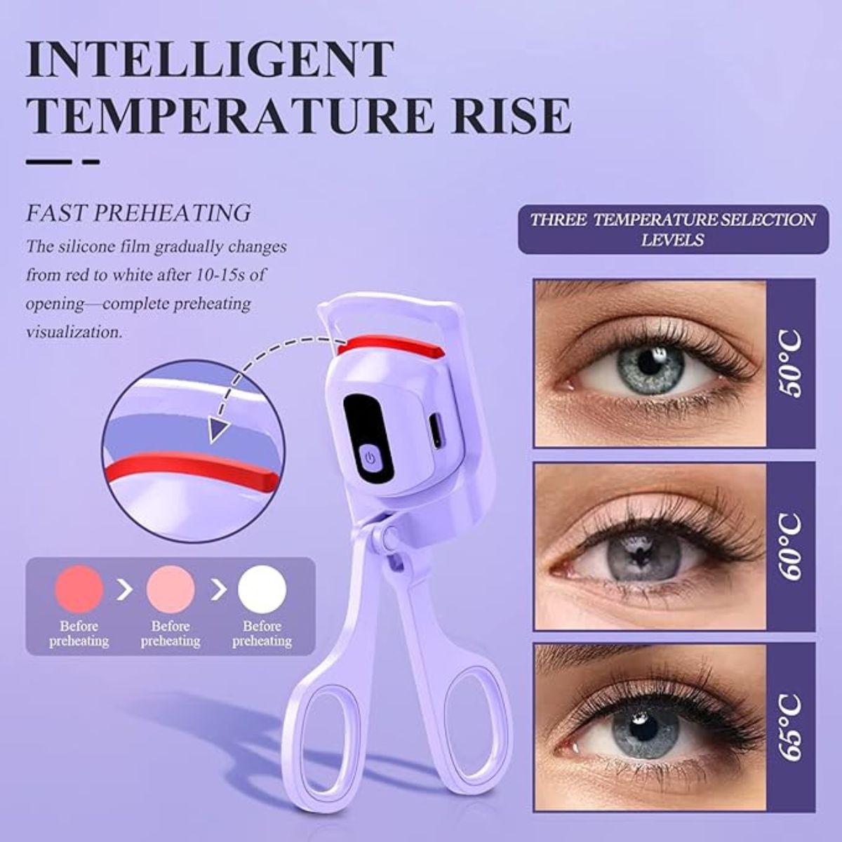 Heated Eyelash Curlers USB Rechargeable