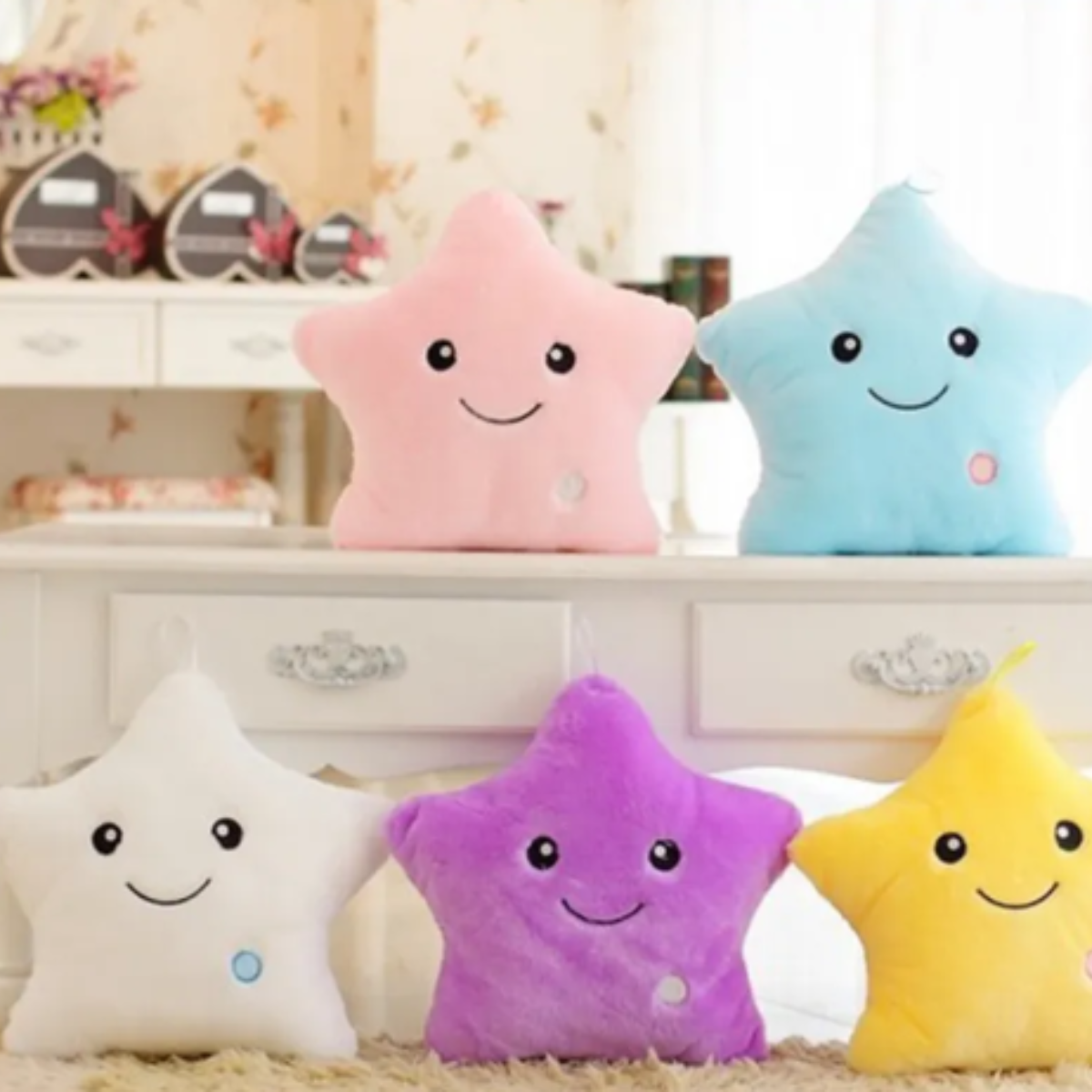 LED Night Light Star Shape Plush Pillow Stuffed Toy