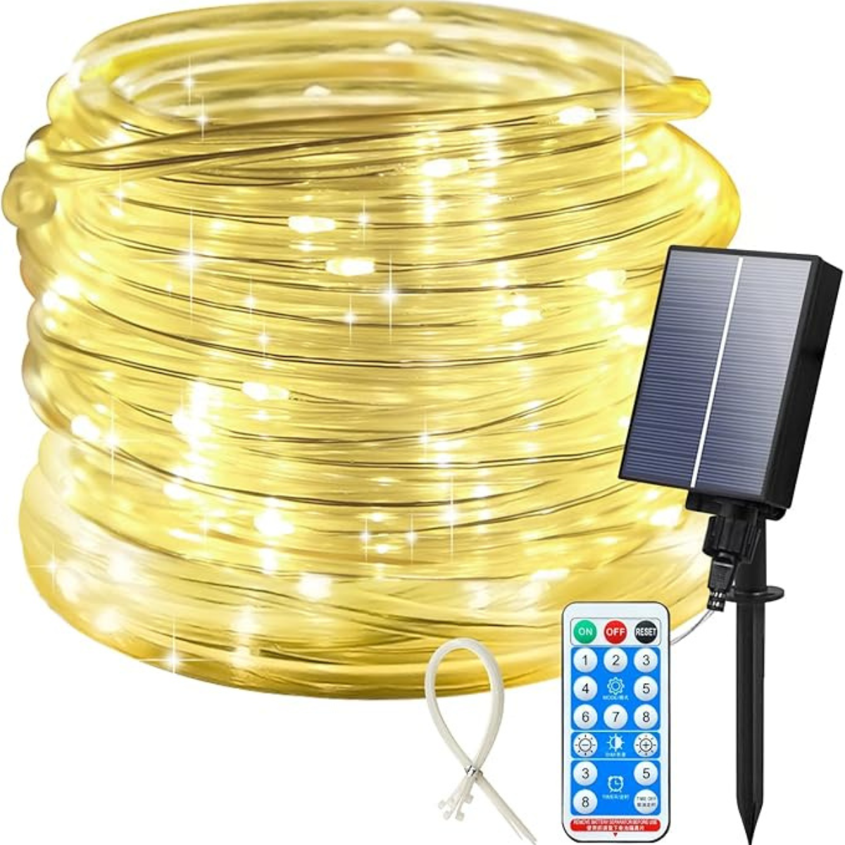 66 ft Outdoor Solar Rope Lights with Remote Control