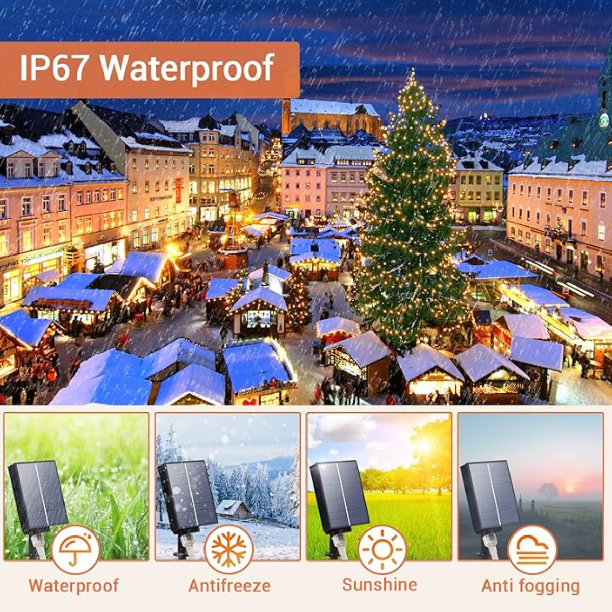 66 ft Outdoor Solar Rope Lights with Remote Control