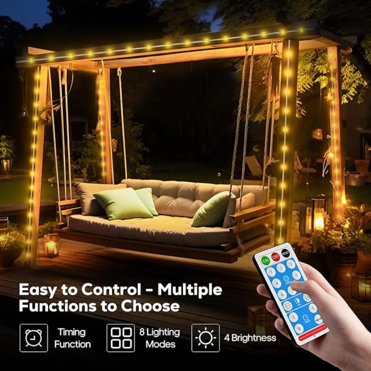 66 ft Outdoor Solar Rope Lights with Remote Control