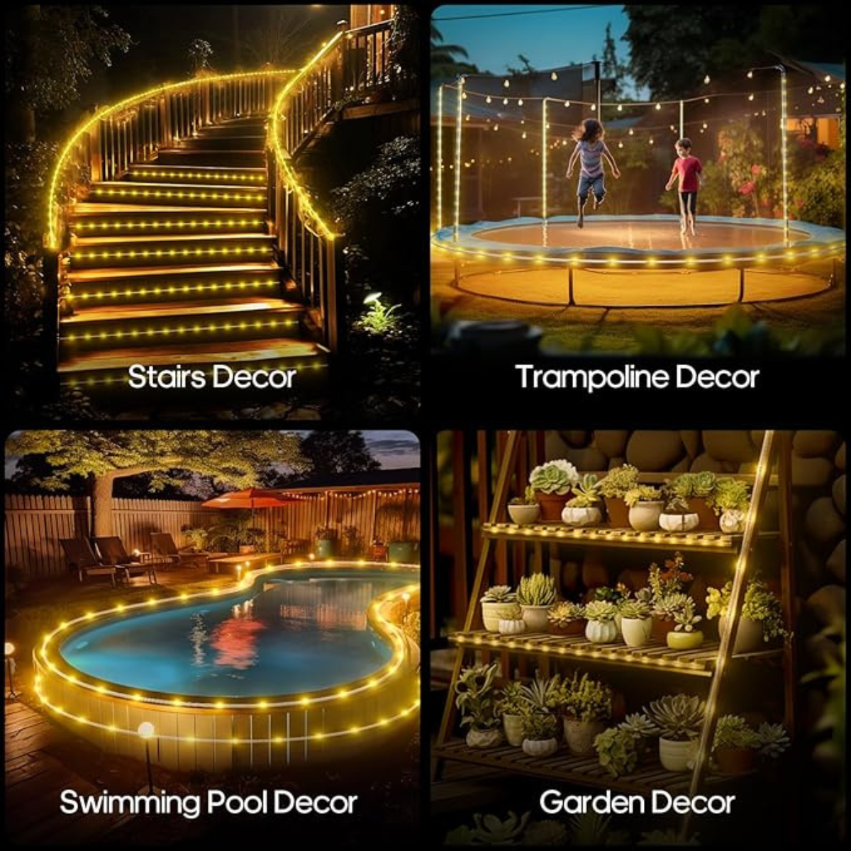 66 ft Outdoor Solar Rope Lights with Remote Control