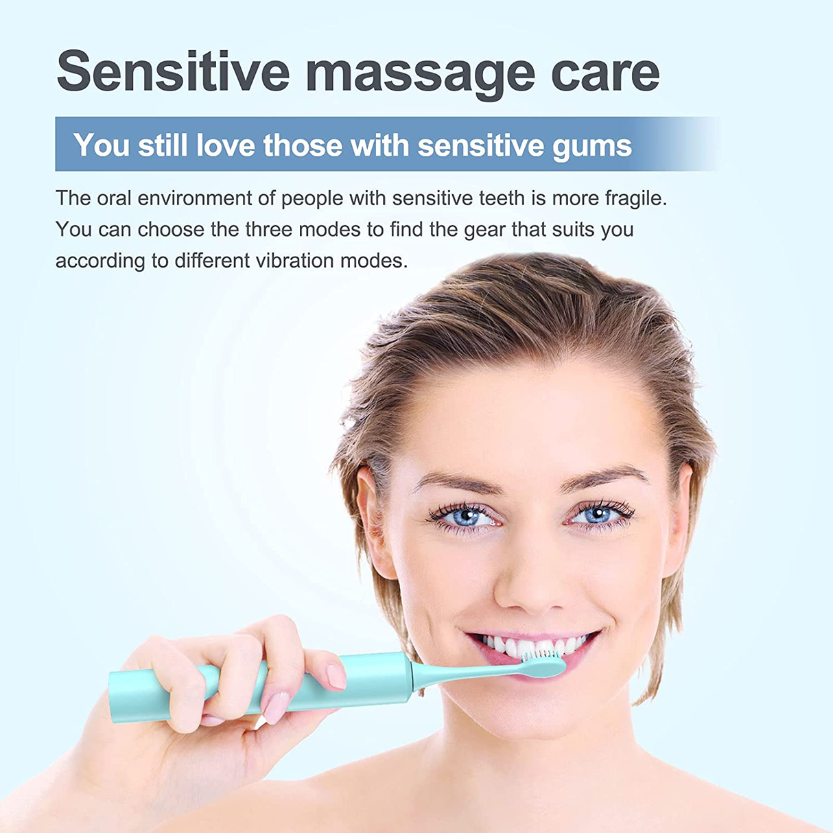 Dikla Sonic Electric Toothbrushes with 8 Brush Heads, Blue