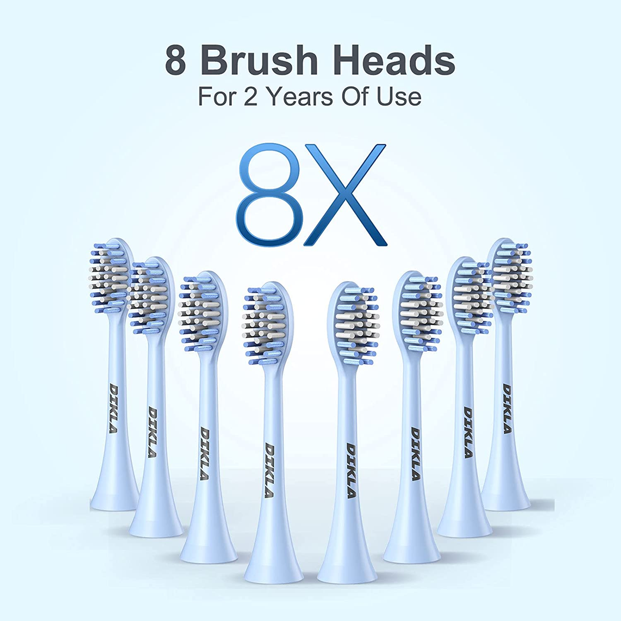 Dikla Sonic Electric Toothbrushes with 8 Brush Heads, Blue