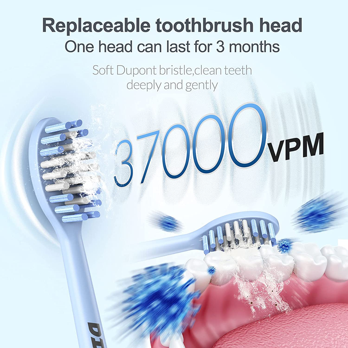 Dikla Sonic Electric Toothbrushes with 8 Brush Heads, Blue