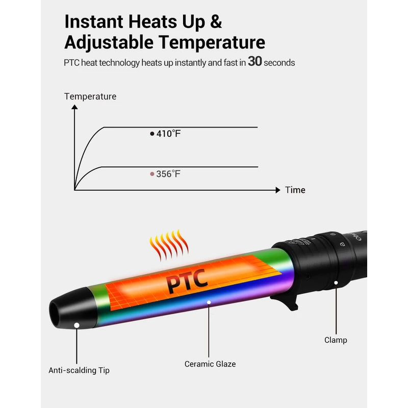 Ohuhu 5 in 1 Curling Iron Wand Set