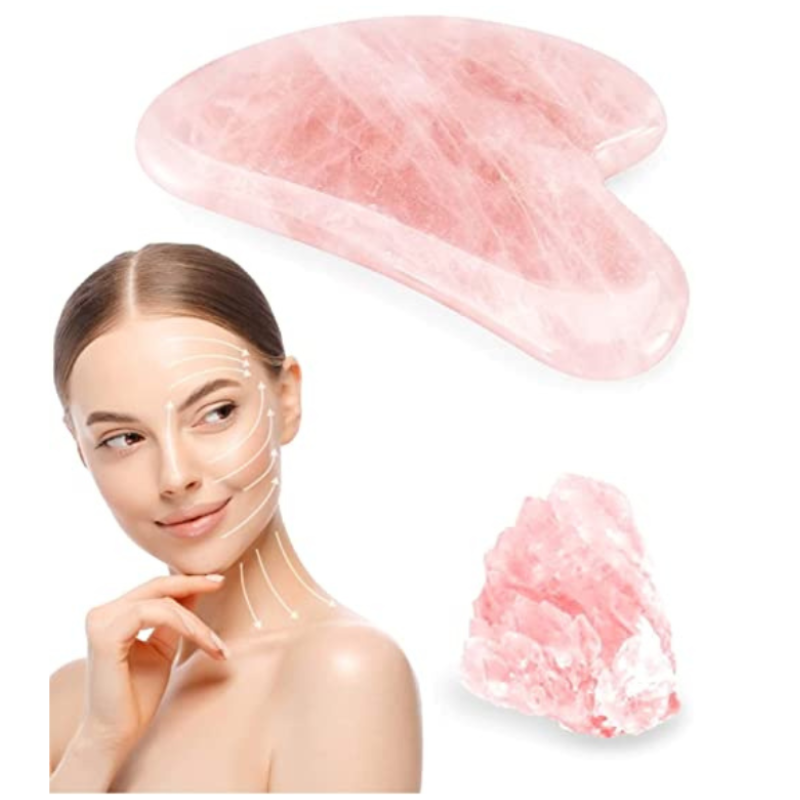 Gua Sha Stone Facial Tool Natural Rose Quartz for Body Face Neck and Eye