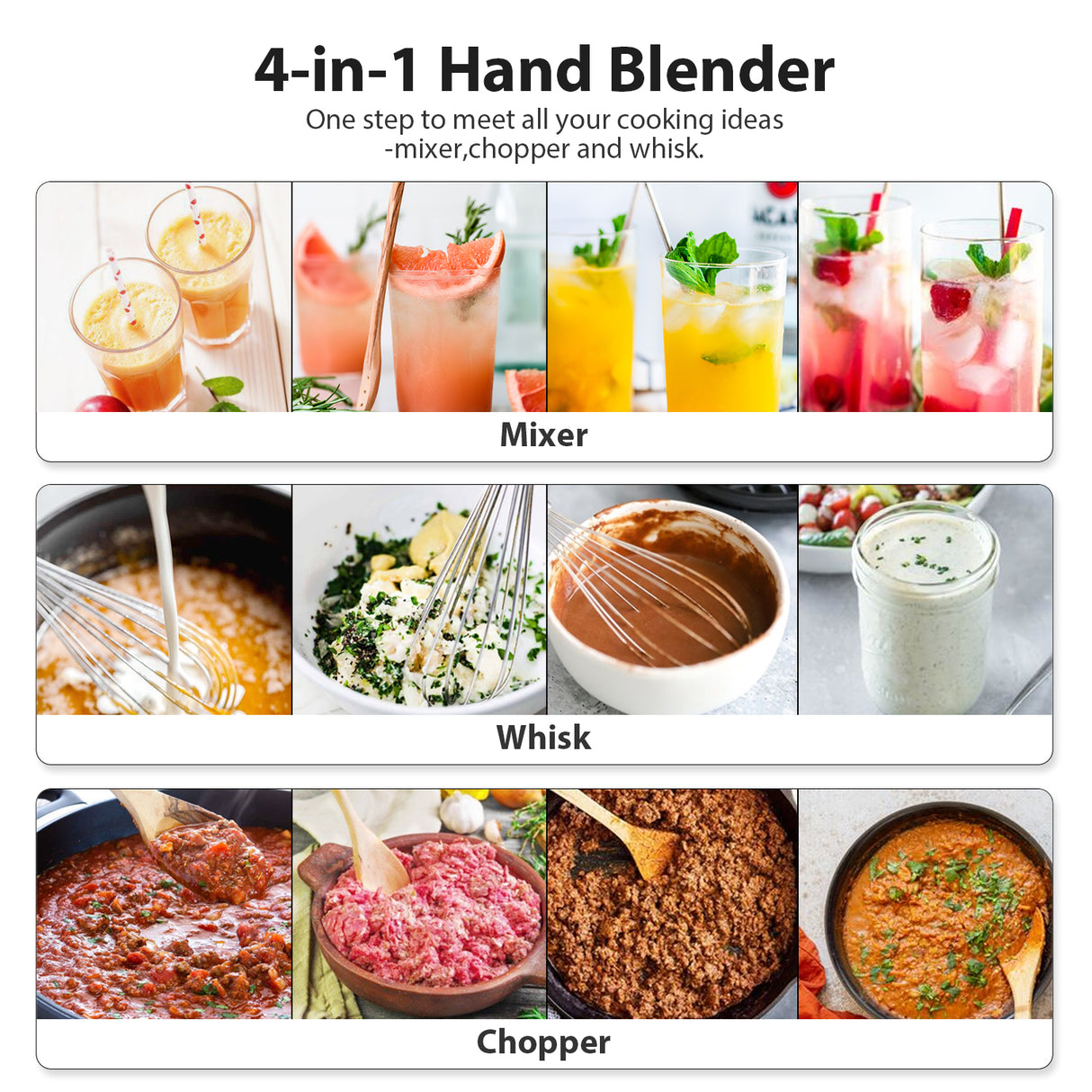 Elechomes 4 in 1 Multi Use Hand Blender Model HB106 (OPEN Box Condition)