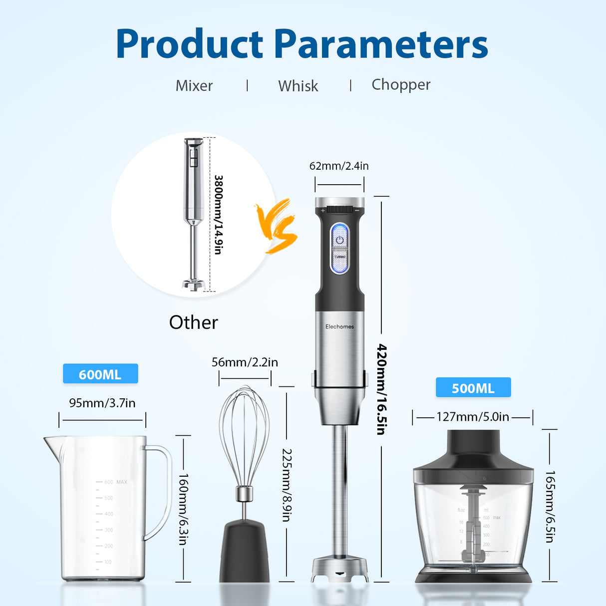Elechomes 4 in 1 Multi Use Hand Blender Model HB106 (OPEN Box Condition)