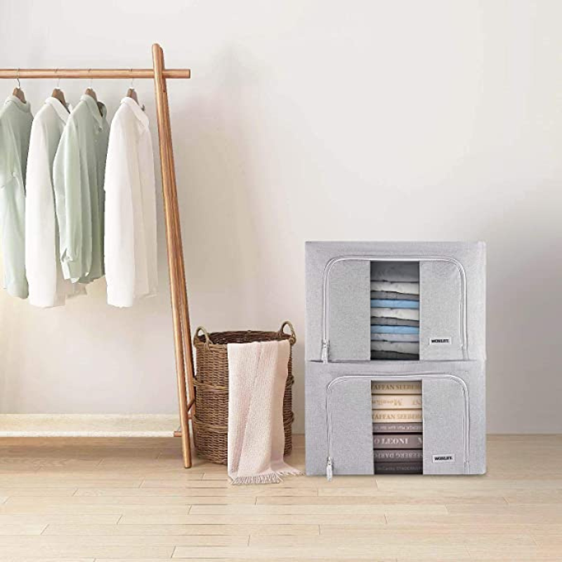 2pc - 24L Foldable Stackable Organizer Set with Large Window & Carry Handles - Gray