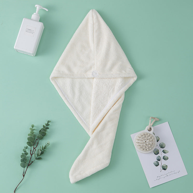 Coral Fleece Super Absorbent Hair Drying Towel Shower Cap