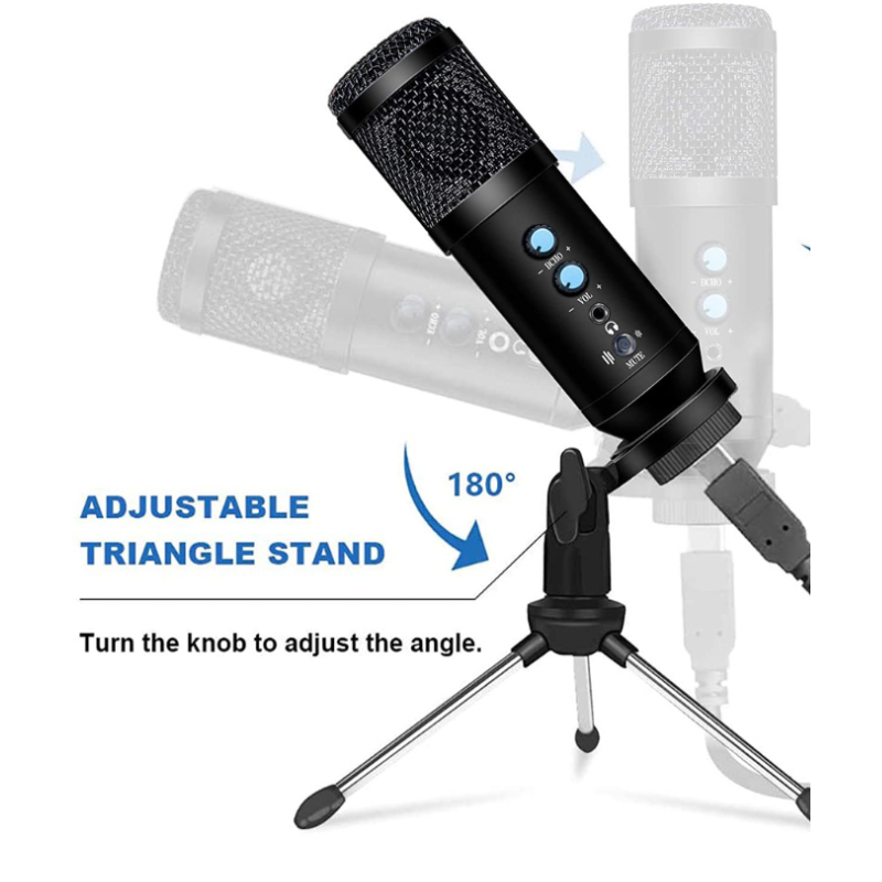 Castries Professional Plug & Play Studio Microphone, USB - Condenser Mic Kit with Tripod Stand