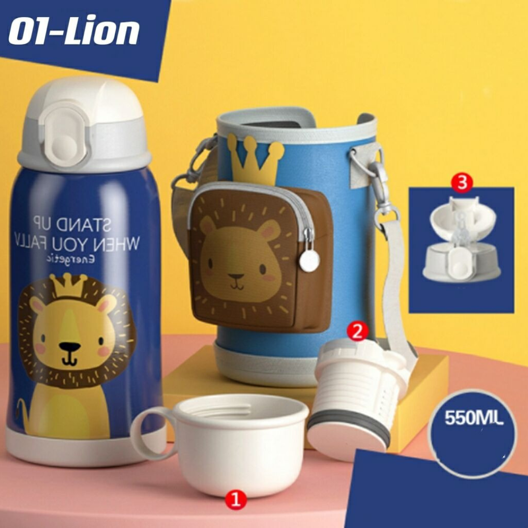 Kids Thermo Tumbler with Straw Lid And Cup Double Wall Stainless Steel With Cute Bag