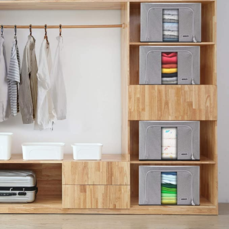 2pc - 24L Foldable Stackable Organizer Set with Large Window & Carry Handles - Gray