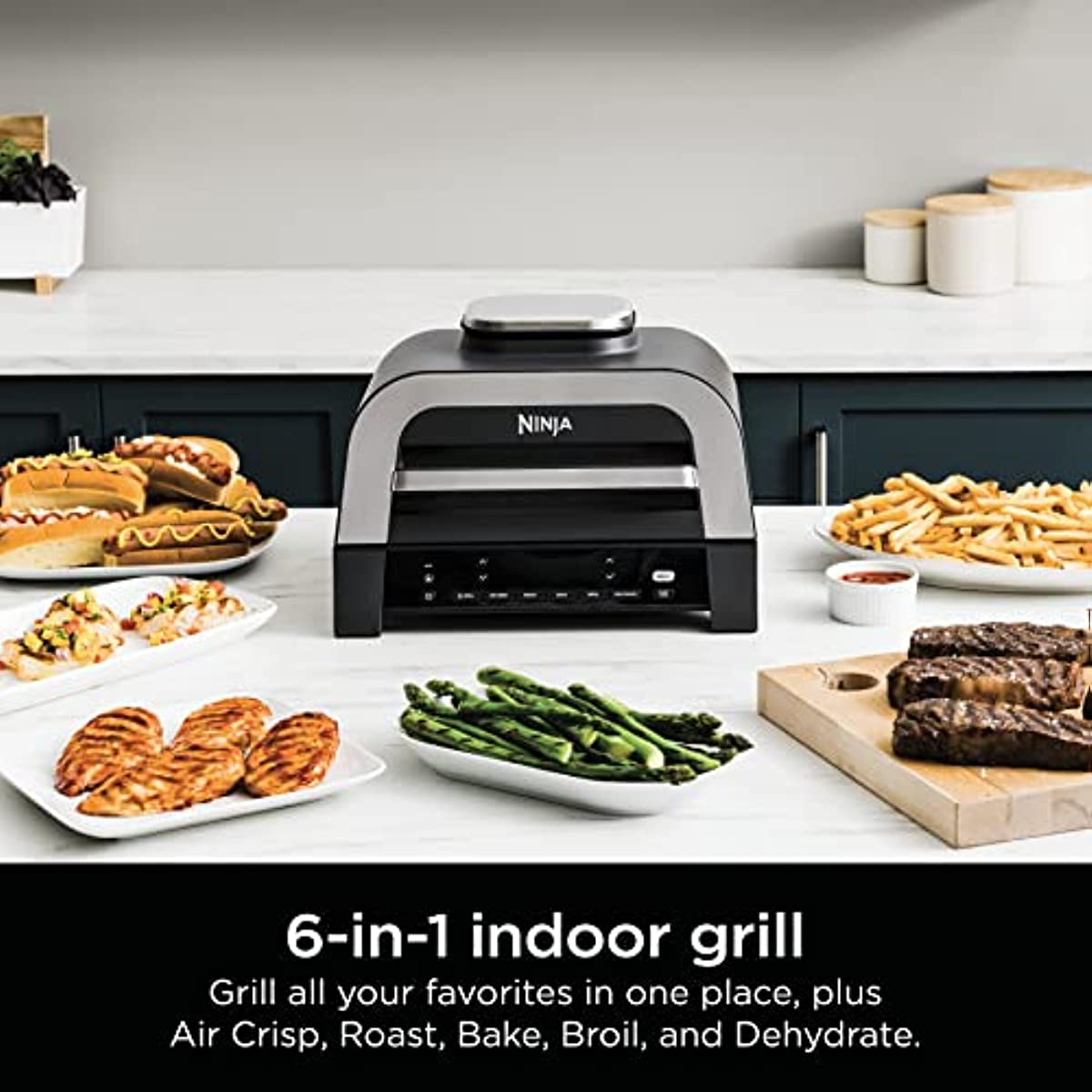 Ninja Foodi Smart XL 6-in-1 Indoor Grill with Air Fry, Roast, Bake, Broil, & Dehydrate