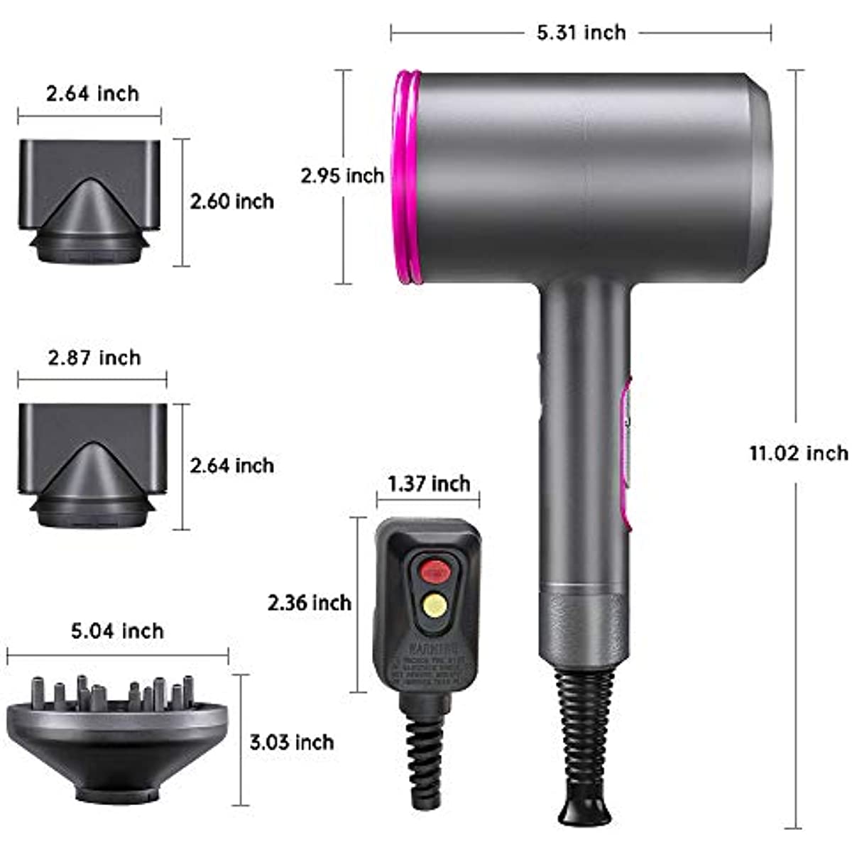 Professional Hair Dryer with Diffuser Ionic Conditioning 1800W