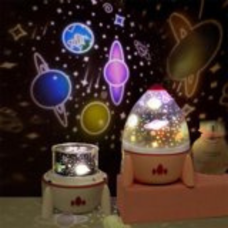 Small Pink Rocket Projection Lamp Dream Starry Sky USB Charging Night Light