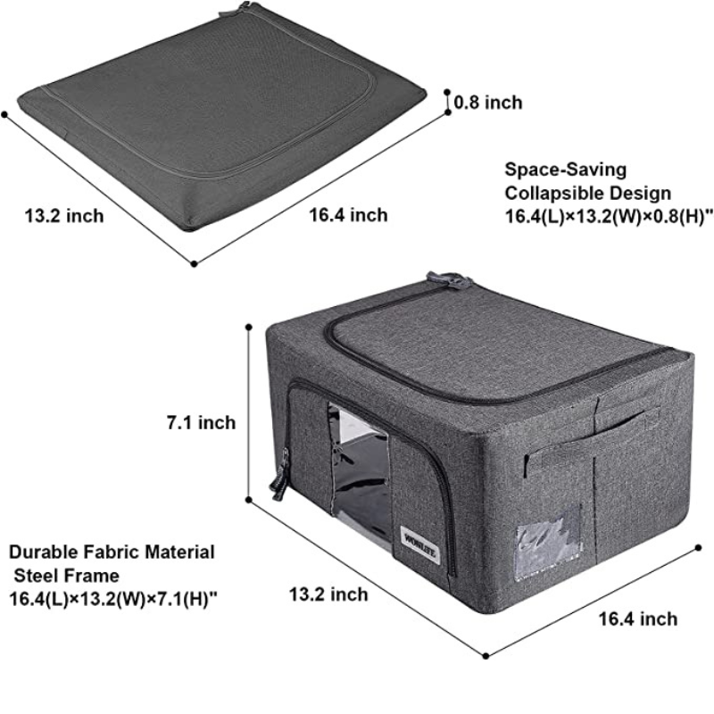 2pc - 24L Foldable Stackable Organizer Set with Large Window & Carry Handles - Gray