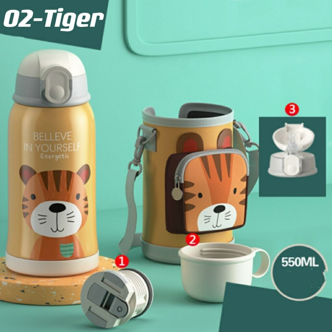 Kids Thermo Tumbler with Straw Lid And Cup Double Wall Stainless Steel With Cute Bag