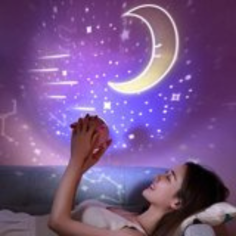 Small Pink Rocket Projection Lamp Dream Starry Sky USB Charging Night Light